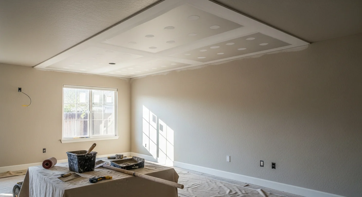 Popcorn ceiling removal and retexturing project