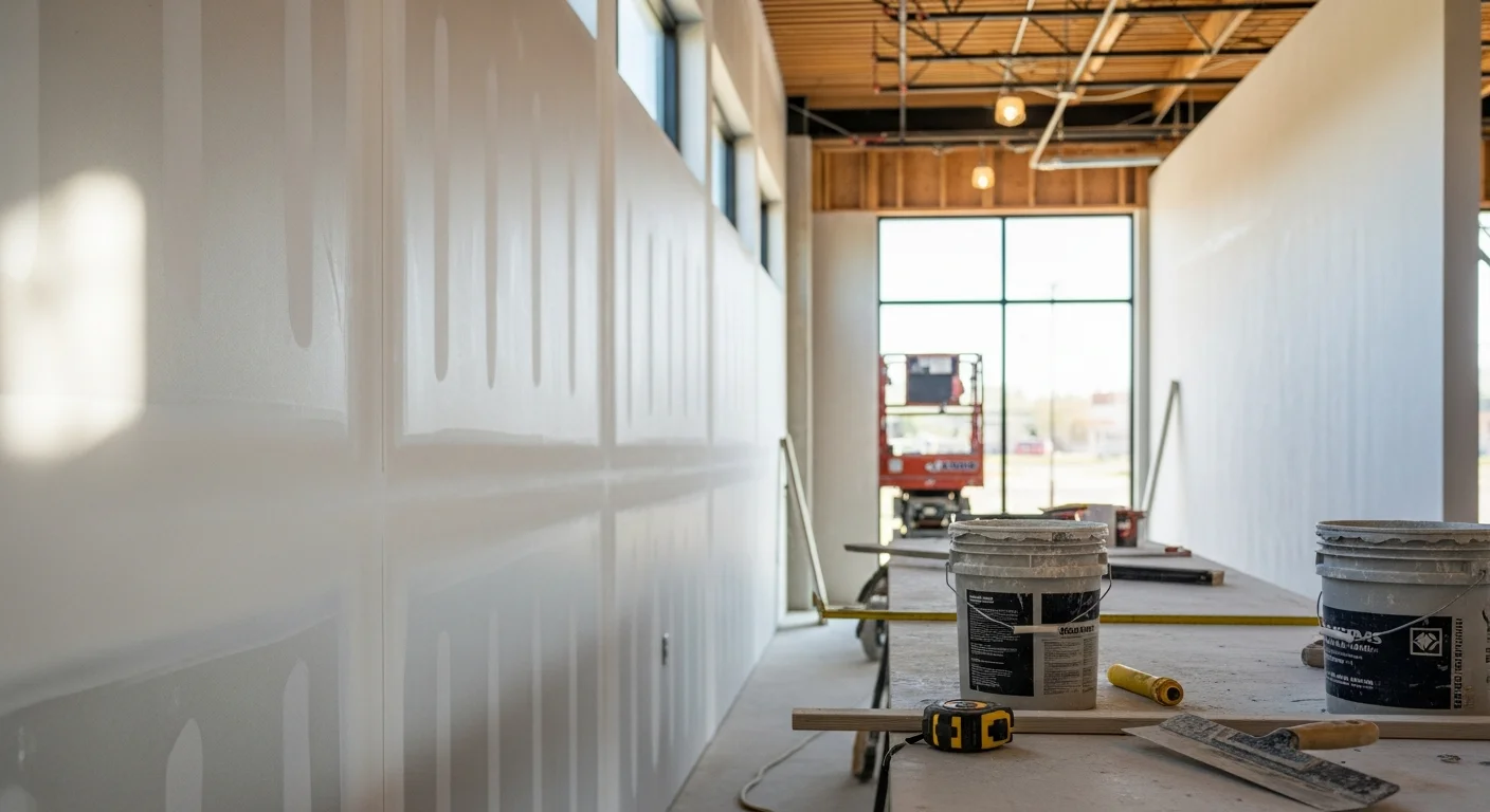 Commercial drywall installation in office or retail space