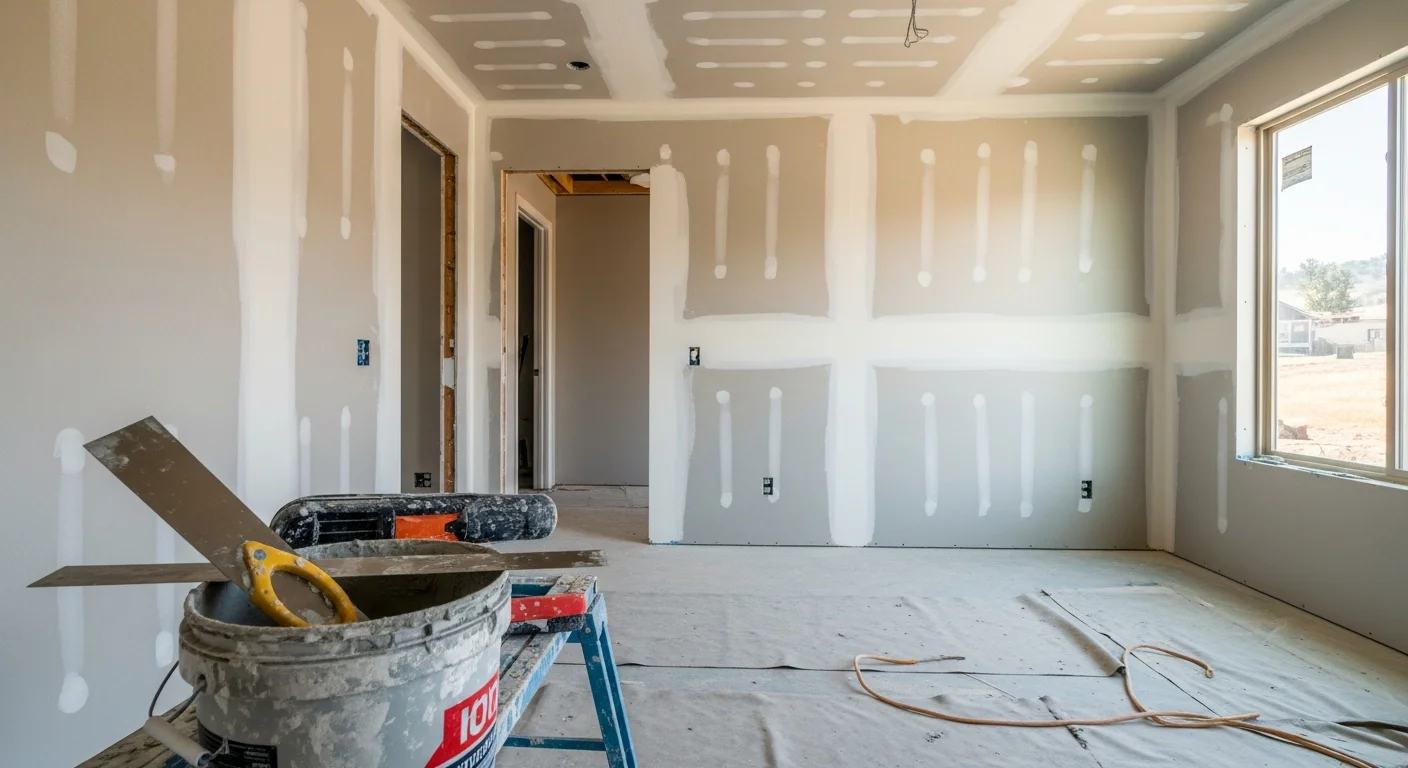 Home remodeling project with new drywall and finishing