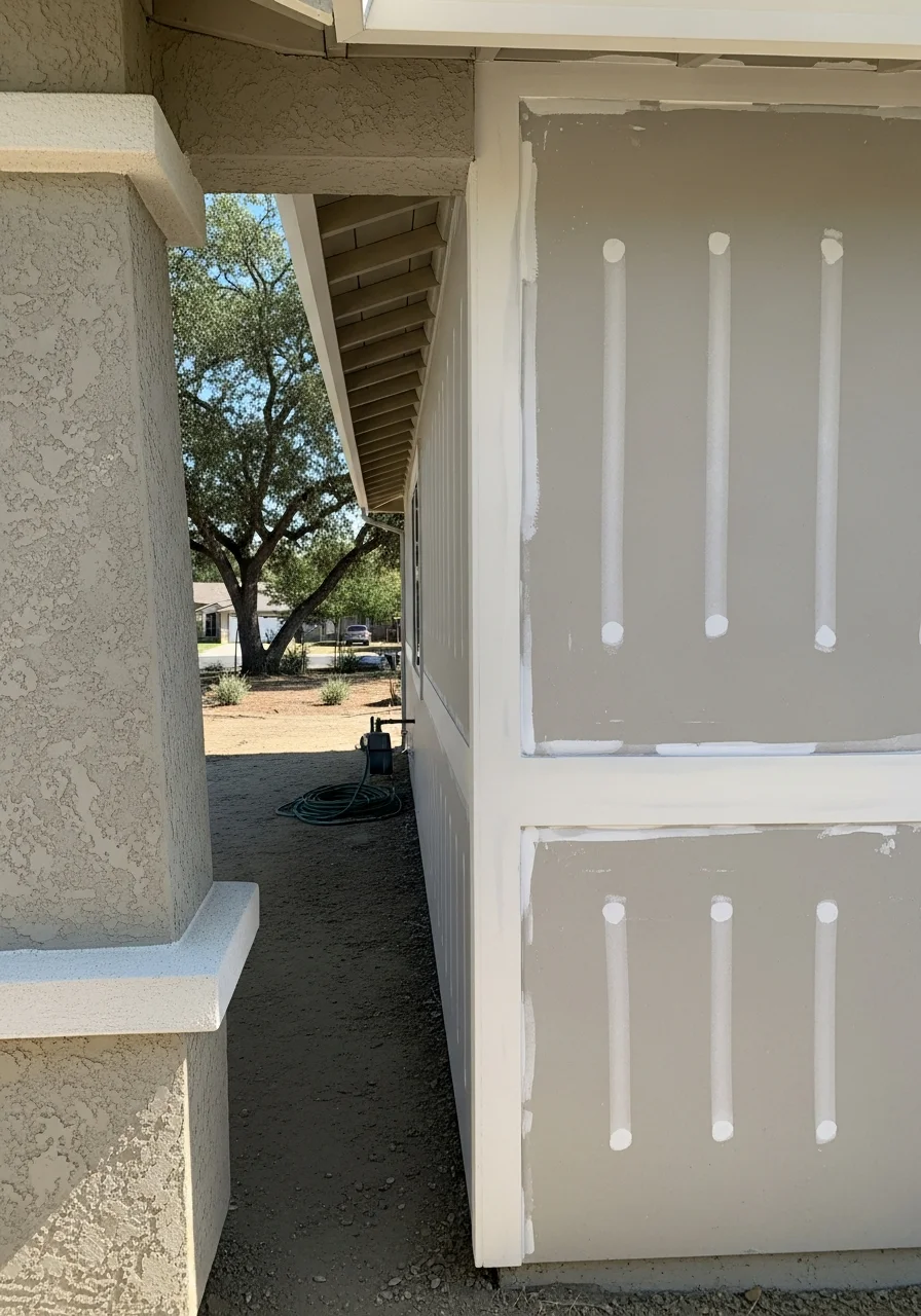 Detail of a Marysville or Yuba City home's exterior showing typical regional construction style.