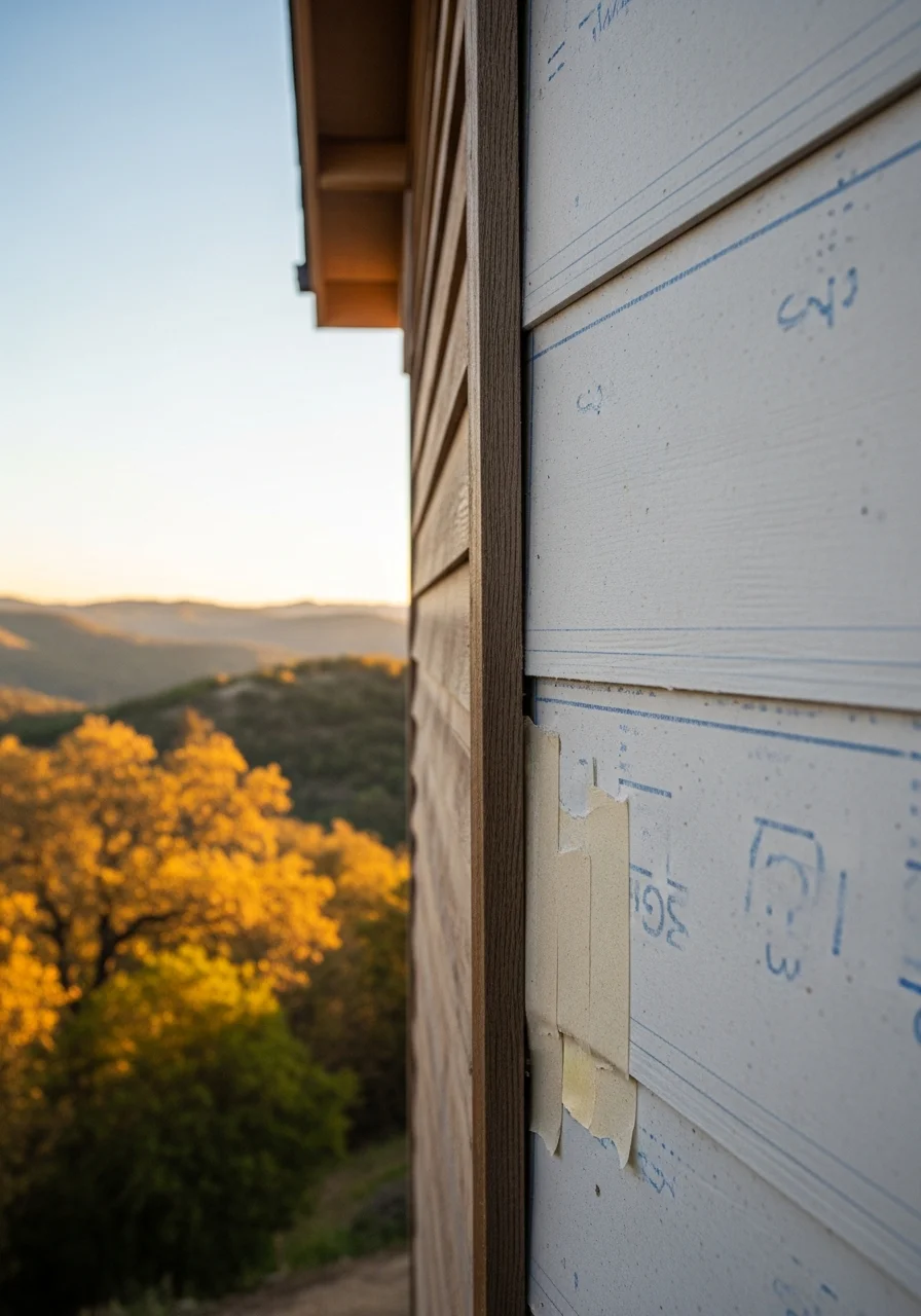 Close-up of a Paradise home's exterior showing typical foothill construction details.