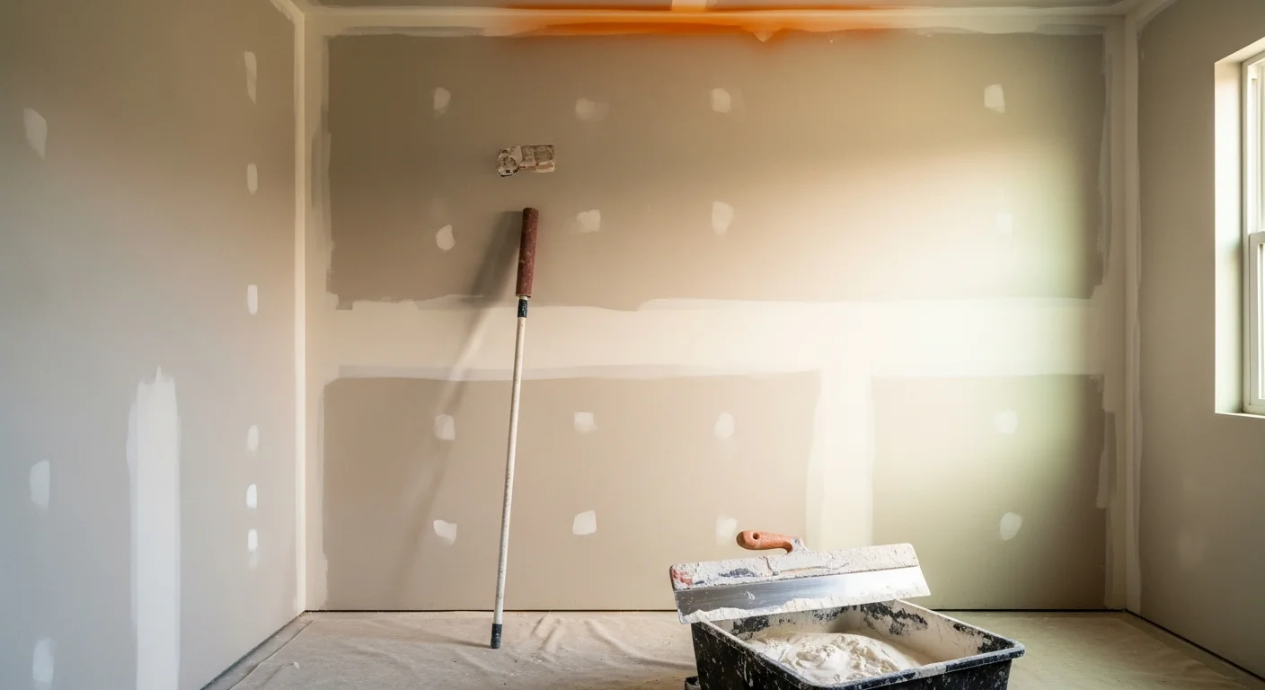 A Chico, CA interior wall after professional drywall finishing, showing a smooth, paint-ready surface with no visible seams or texture variation. The finished ceiling and walls in a residential room reflect clean, flat compound work typical of Primetime Drywall projects in Chico.